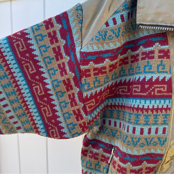 Vintage Spyder Wool Knit Ski Snow Sweater Jacket Full Zip Gold Metallic Large - Picture 3 of 12